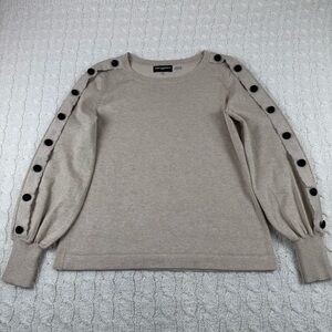 Karl Lagerfeld crew neck knit Sweater women’s size small gold beige long sleeve